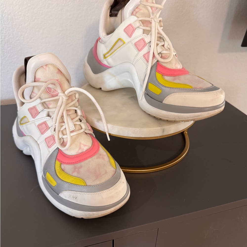 Louis Vuitton Pink and Yellow Chunky Sneakers